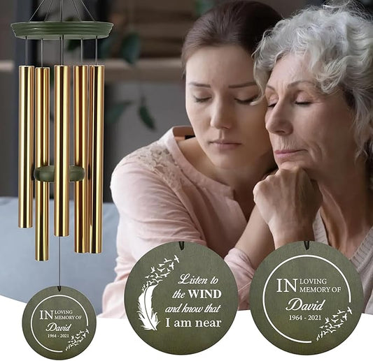 ASTARIN Memorial Angel 36" Wind Chimes, Personalized Name Sympathy Wind Chime, in Memory of Loss Mom Loved One, Large Deep Tone Bereavement Windchimes for Outdoors Outside(Produced in USA)