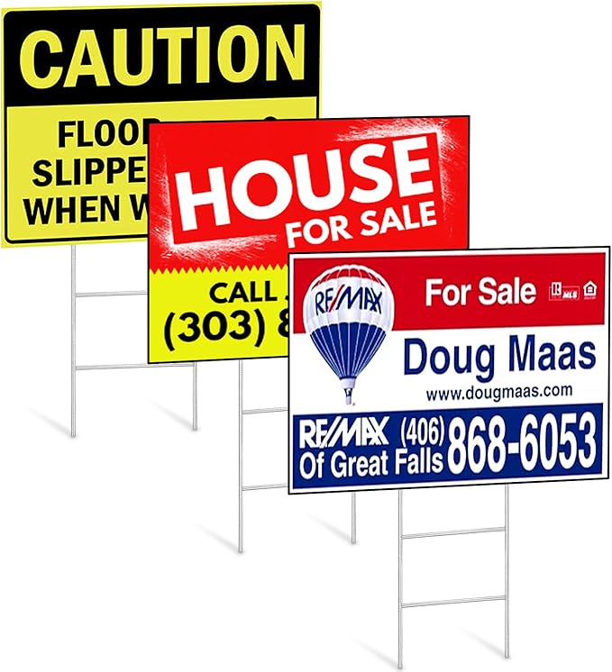 12 Pack Yard Sign Stakes, 23X10 INCH H Frames Metal Stakes for Yard Signs for Ground Outdoor, Yard Sign Holder Stand for Corrugated Plastic Sign, Blank Lawn Sign, Estate Garage Sale, Easter Decor