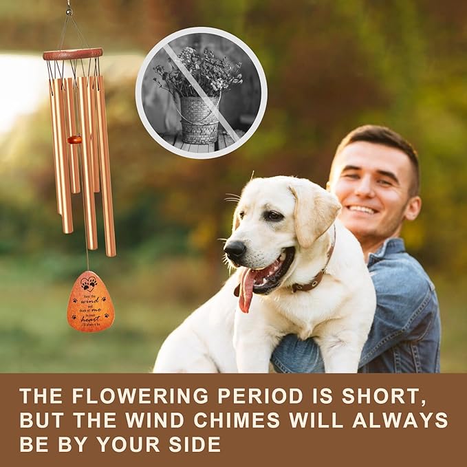 Personalized Pet Memorial Wind Chime - Custom Sympathy Gift for Loss of Dog or Cat, Engraved Outdoor Remembrance Wind Chime for Garden, Patio