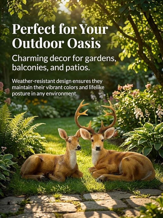 XTAPAN Doe & Buck Statue Figurines Deer Animal Sculpture Gift Home Decor,Office or Outdoor Garden Statue Woodland Decoration