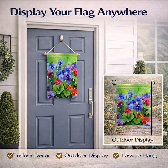 Caroline's Treasures Illinois Violet in Watercolor Garden Flag Mailbox Flag Decorative Yard Flag Banner Outside Patio Artwork Yard Flower Beds, Garden Size, Multicolor