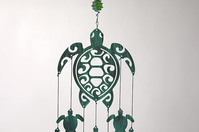 VP Home 31" H Rustic Sea Green Tribal Turtles Wind Chimes for Outside Unique Sea Turtle Windchimes for Outdoor Decoration and Garden Decoration, Gift for Women, Mom, Grandma, Unisex