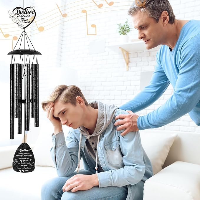 Memorial Gifts for Loss of Brother - 36'' Memorial Wind Chimes for Outside, Sympathy Bereavement Condolence Grief Remembrance Funeral Gifts for Loss of Brother, with S Hook Greeting Card