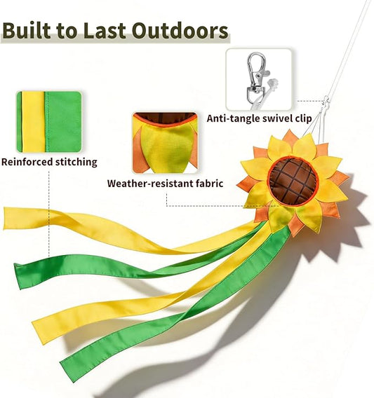 9KM DWLIFE Sunflower Windsock for Outside – 42 Inch Outdoor Windsock Hanging Decor | Durable Polyester Garden Wind Sock Flag for Yard, Patio, Deck, Porch Seasonal Decoration