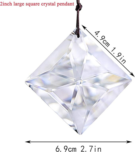 50mm Hanging Faceted Crystals Suncatcher Ornament Window Prisms Rainbow Maker Chandelier Crystal Pendant(Square)