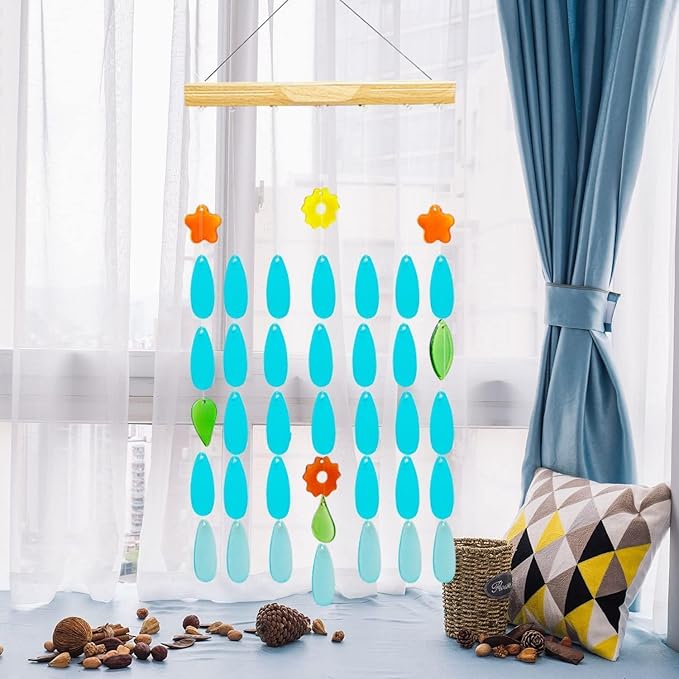Solar Wind Chimes with Lights - Unique Glass Hanging Wind Chime for Outdoor Decor, Perfect for Garden, Patio, and Yard