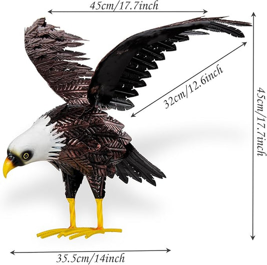 Bald Eagle Statue Garden Sculpture, Metal Yard Art Eagle Decoration, Large Eagle Outdoor Statues for Garden Yard Lawn Decoration