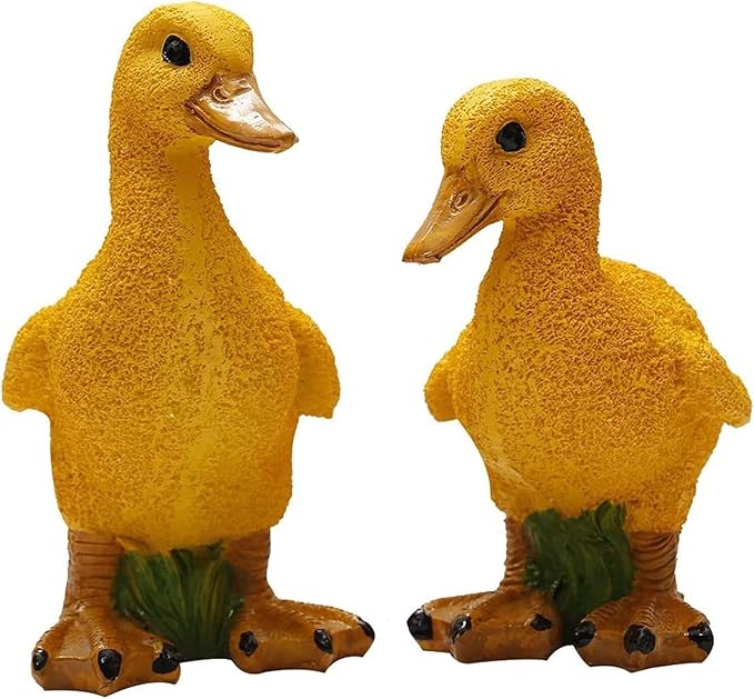 Cute Statues Garden Mini Yellow Duck Figurine Vivid Miniature Fairy Figurines Resin Backyard Decor(A)