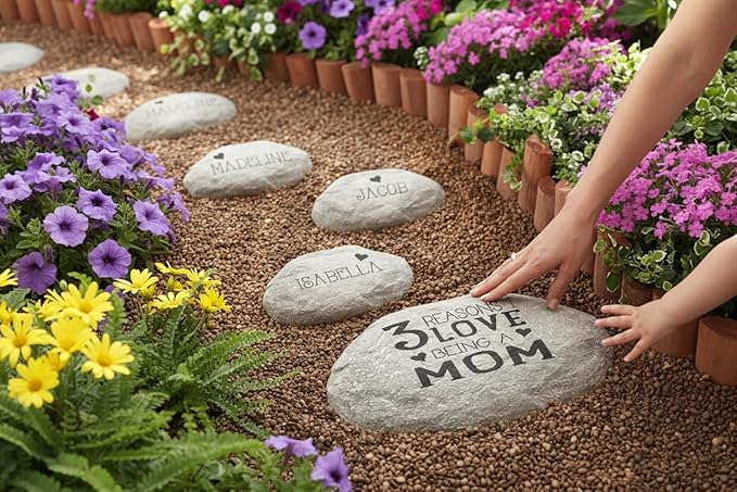 Personalization Universe Reasons Why Custom Garden Stones - Outdoor Decorative Stepping Stones with Family Names - Weather-Resistant Resin Garden Pathway Stones, Large 11.5" x 7.5"