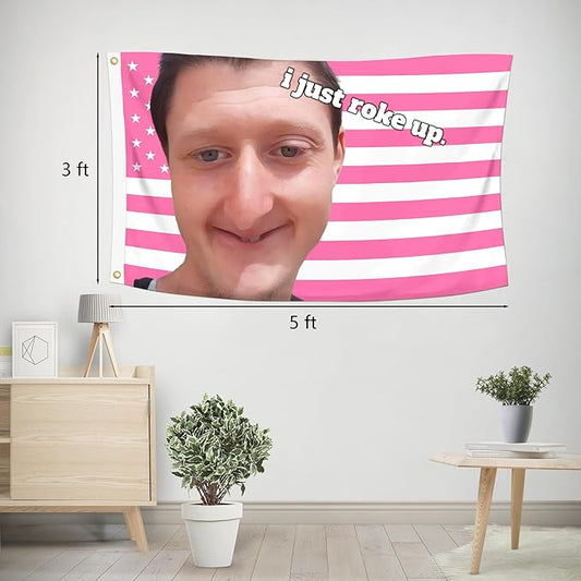 3x5 Ft Decorative Daniel Flag Larson Double Stitched with 2 Brass Grommets for Indoor Outdoor, Wall Hanging Tapestry College Dorm Room Decoration (I Just Roke Up)