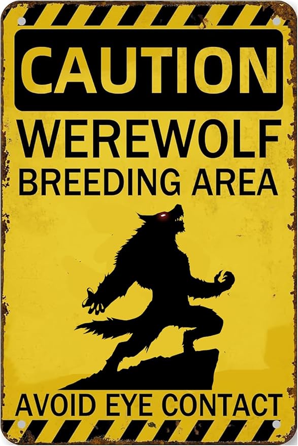 Werewolf Metal Tin Sign Werewolf Breeding Area Folklore Wall Art Decor for Home Farm Forest Garden Grassland Patio Outdoor 12x8 inch