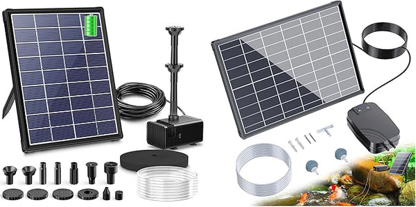 Biling 5.5W Solar Fountain for Bird Bath, Garden Pond, Fish Tank & 8W Solar Pond Aerator with 4400 mAh Battery Backup for Fish Pond Stock Tank Aquarium