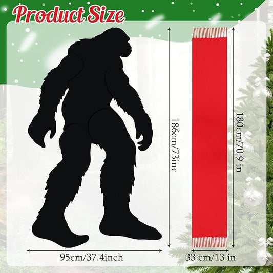 5.9ft Christmas Bigfoot Outdoor Decor with Scarf Sasquatch Gifts for Men Women Bigfoot Silhouette Statues Yard Signs Ornaments for Art Backyard Display Garden Forests Patio Decor