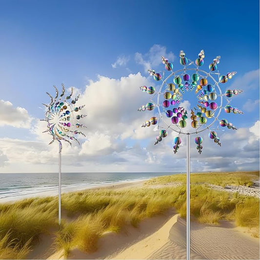 Magical Metal Windmill for Backyards,3D Kinetic Wind Sculpture for Yard & Garden, Outdoor Metal Windmill Decor with Spinning Blades for Patio, Lawn, Backyard