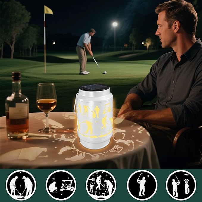 Solar Lantern Outdoor Waterproof for Patio Yard Lawn Backyard Front Porch Golf Cart Lights Golf Ornaments Decorations Gifts for Men Dad Grandpa Lantern