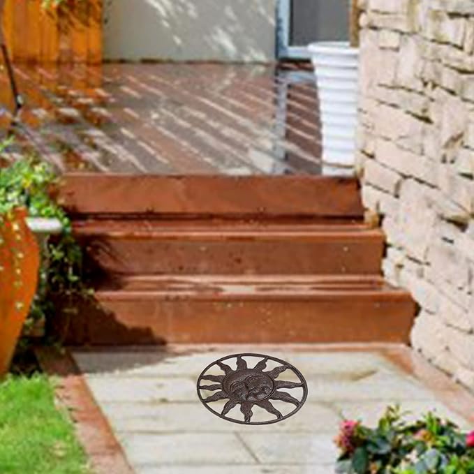 BRASSTAR Cast Iron Stepping Stone Fairytale Sun Design Garden Lawn Flower Bed Outdoor Farmland Decor TQZDPT65