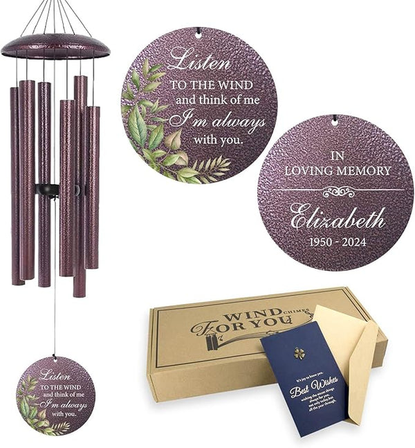 ASTARIN Sympathy 32" Wind Chimes for Loss of Loved One, Personalized Memorial Deep Tone Wind Chime, Remembrance Gift for Loss, Windchimes in Memory of Mother Father Daughter,Produced in USA