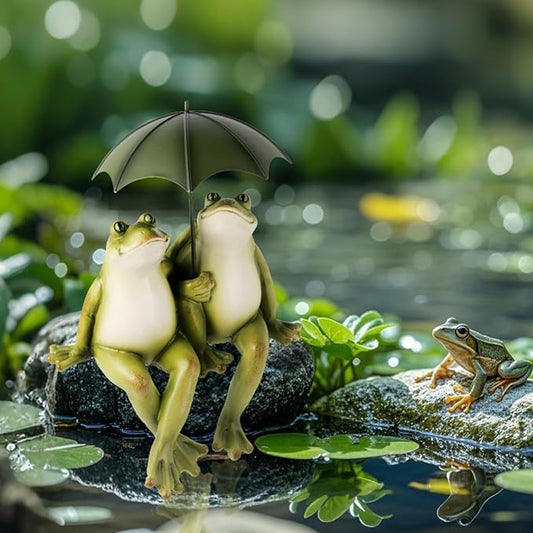 Couple Frogs Garden Outdoor Statue - Frogs Decor Garden Statue 8.5" x 11" x 6.5"