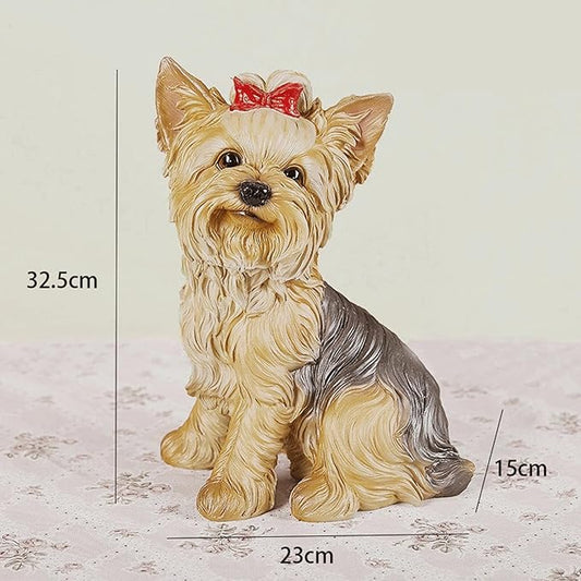 Garden Statues Yorkshire Terrier Outdoor Statue Garden Decor Realistic Dog Sculpture for Lawn Home Indoor Christmas Decoration Yard Ornaments Decor