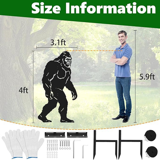 4ft Bigfoot Metal Outdoor Decor Big Foot Sasquatch Gifts for Men/Dad/Women, Chimpanzees Silhouette Statues for Yard Art, Garden, Patio, Backyard, Forests, Lawn Decorations(Classic Style)