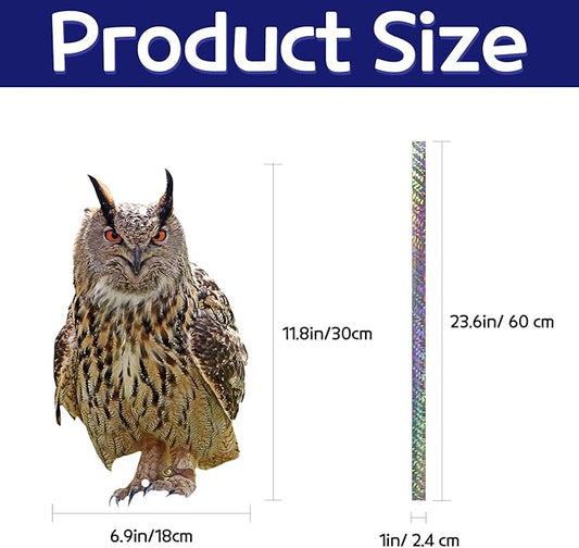 4PCS Plastic Owl to Scare Woodpecker for House Fake Owl to Keep Squirrel Pigeon Away from Outdoor Balcony Flat Garden Owls with Reflective Tape for Tree Patio Porch Outsider Yard Window