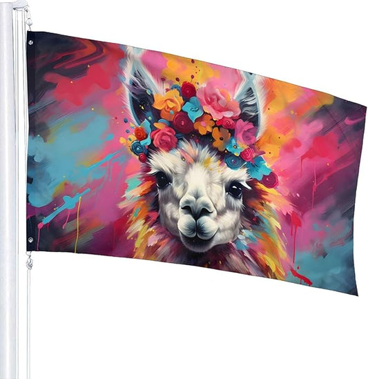 Cute Llama Flag 3x5 Ft Outdoor Indoor With Grommet Garden Yard Banner Decorative Sign