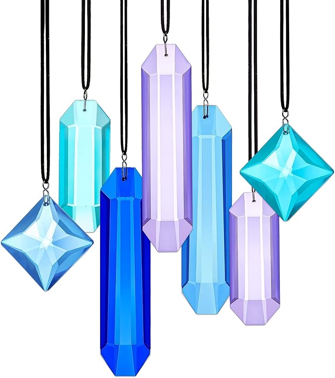 HDCRYSTALGIFTS Crystal Prisms Suncatchers for Window Hanging, 7PCS Blue Dreams Suncatcher Gift for Mom Women Rainbow Maker Sun Catcher Indoor Window Home Garden Christmas Tree Decor