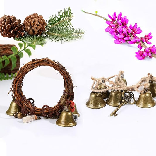 2 Pieces Witch Bells for Door Knob for Protection Hanging Bell Wind Chimes Handmade Decorative Bell for Boho Home Room Witchy Decor (Retro)