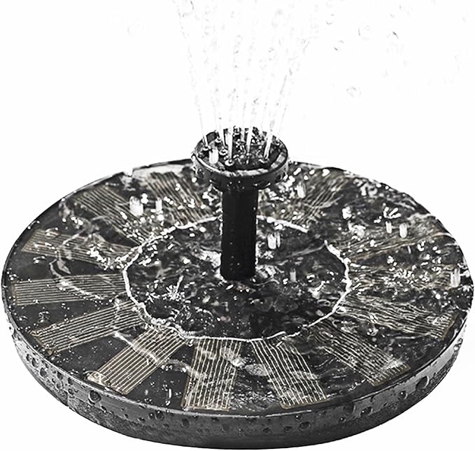 Bluelans Solar Bird Bath Fountain Pump, 5.1" Solar Powered Water Fountain Pump with 6 Nozzles, Black
