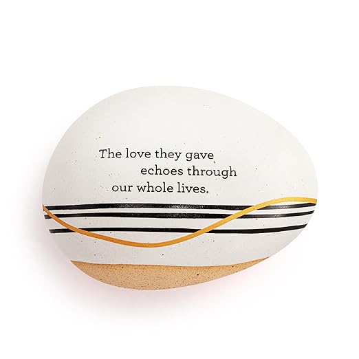 DEMDACO Inspired Everyday Collection The Love They Gave Echoes Through Our Whole Lives Black and Gold 4.5 x 3 Stoneware Decorative Garden Stepping Stone Patio Walkway Sculpture Yard Art