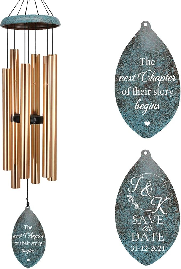 ASTARIN Wedding Gifts Wind Chime, Personalized Names & Date Wind Chimes Gifts for Couple 2024, Wedding Gift for Newlywed Bride Groom, Engagement Gift Valentine’s Day Anniversary(Produced in USA)