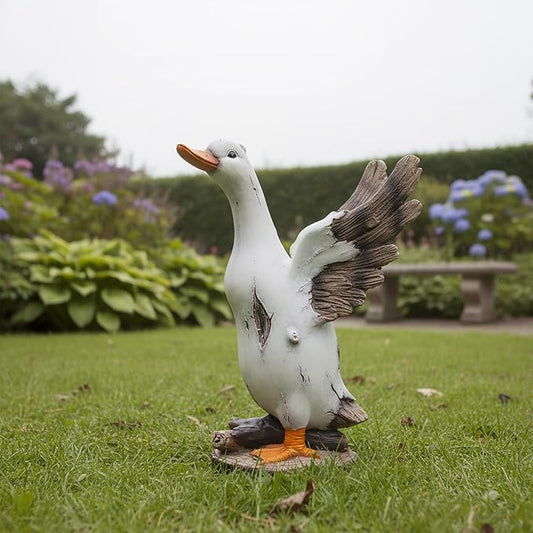 Duck Outdoor Statue, Resin Garden Lawn Yard Decor Sculpture, Funny Figurine Ornament for Porch Patio Flower Bed Home Bookshelf or Tabletop