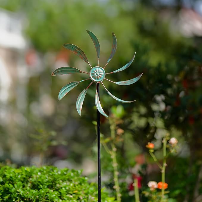 Stargarden 2Pack Wind Spinners Outdoor Metal, Garden Pinwheels Waterproof Wind Sculptures, Small Windmills for Yard and Garden Decor