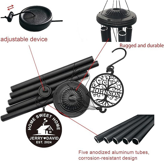 37'' Personalized House Warming Gifts New Home Wind Chimes,Housewarming Gifts Ideas for Women, Men, Couple, New Homeowner,Outdoor Decor for Patio,Garden,Yard