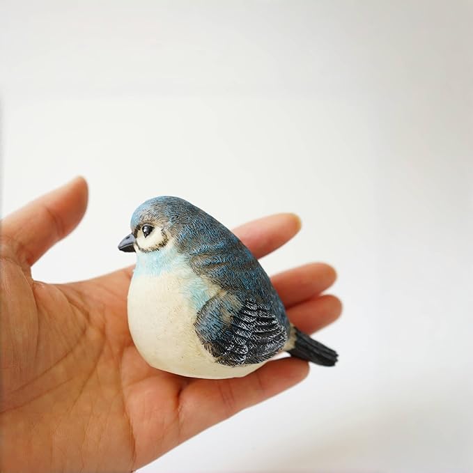 4pcs Set 1:1 True Bird Statue, Cute Color Finch/Sparrow Statues, Outdoor and Indoor Decoration