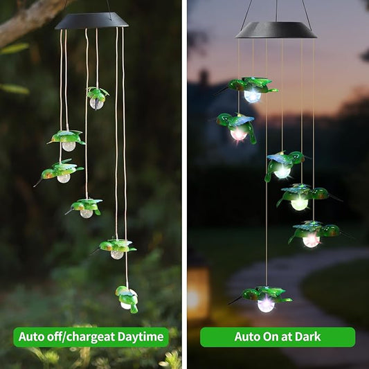 Solar Hummingbird Wind Chimes for Outside Garden, Patio, Yard – Decor for Festivals/Birthday/Christmas, for Women Mom Home Garden Patio Decor