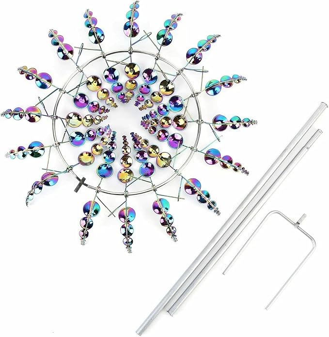 Magical Metal Windmill for Backyards,3D Kinetic Wind Sculpture for Yard & Garden, Outdoor Metal Windmill Decor with Spinning Blades for Patio, Lawn, Backyard