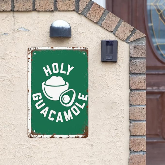 Retro Metal Tin Sign Holy Guacamole GUAC AND ROLL! Funny Wall Decor for Home,Garden,Patio,Yard,Office,Vintage 8x12 Inches Room Decorations