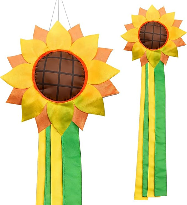 9KM DWLIFE Sunflower Windsock for Outside – 42 Inch Outdoor Windsock Hanging Decor | Durable Polyester Garden Wind Sock Flag for Yard, Patio, Deck, Porch Seasonal Decoration