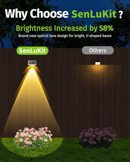 Solar Fence Lights Outdoor Waterproof High Brightness LED Spot Lens Deck Lights 7 Mode Warm & Cool White RGB Solar Powered Wall Lighting Decor for Outside Patio Step Backyard Railing - 2 Pack(White)