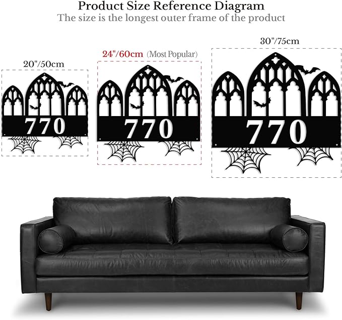 Personalized Gothic House Number metal Signs,Custom Address Number Metal Wall Art Decor,Black Plaques Outdoor wall Decorative Signage,Shed(8-30 Inches) (Castle A)