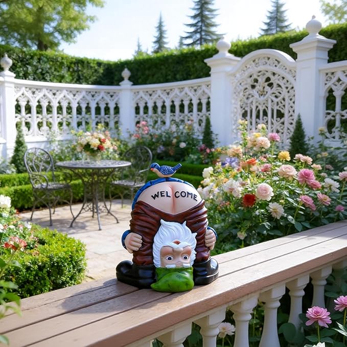 Garden Gnome Statue, Garden Decor,Gnomes Decorations for Yard, Funny Bird Welcome Figurines for Outdoor Patio, Lawn, Yard Art Decoration