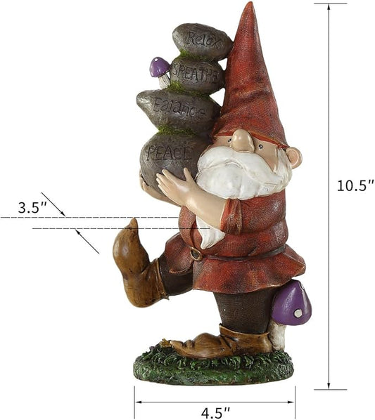 Ivy Home Gnome Statue Outdoor Decor Statue for Garden Decorative, Gnome Carried Stones