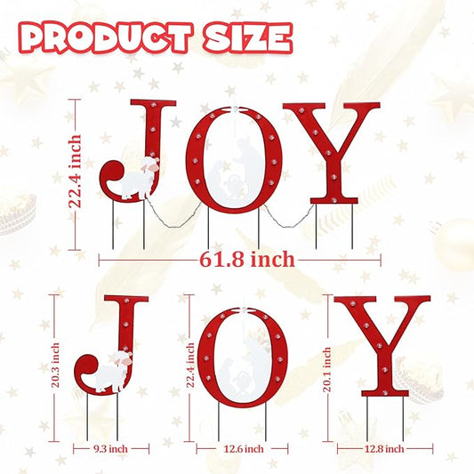 WONDER GARDEN Christmas Metal Yard Stakes, Lighted Joy and Nativity Scene Christmas Garden Stakes Yard Signs, Outdoor Decorations for Lawn Party Outside
