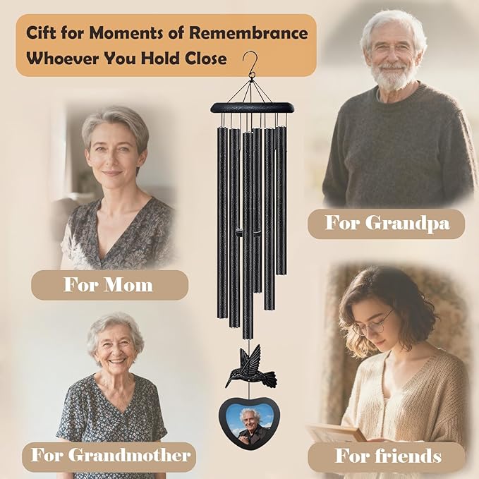 32-Inch Heartfelt Memorial Wind Chimes - Gently Soothing Sympathy Gifts for Loss of Loved One, Perfectly Serene Wind Chimes for Outside & Meaningful Memorial Gifts