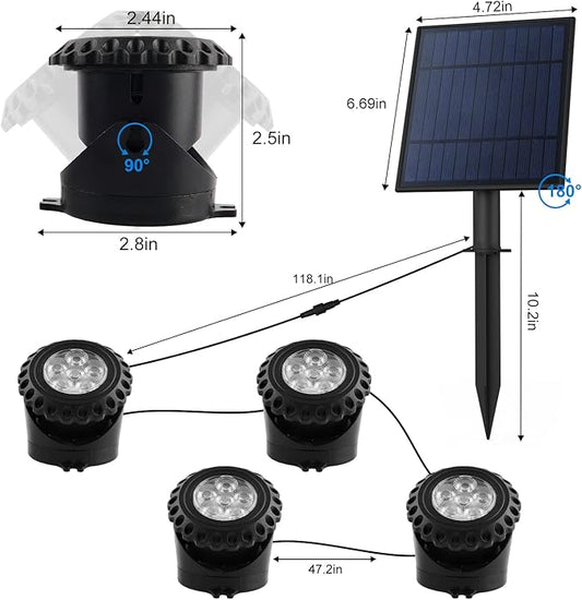 T-SUN Solar Pond Light, Super Bright LED Underwater Color Changing Solar Lights RGB Submersible Fountain Lights IP68 Waterproof Fish Tank Light for Aquarium Garden Pool Fountain Pond