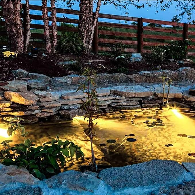 Pond Lights with Timer, Submersible Fountain Lights Colored Underwater LED IP68 Waterproof Memory Dimmable Outdoor Spotlights for Pond Fountain Waterfall Water Landscape, 5 Lights