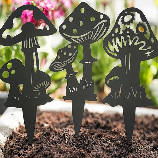 Decorative Garden Stakes, Fairy Garden Stakes, Butterfly Fairy Stakes for Weather Resistant Black Metal Outdoor Decorative Art for Women Gift (Matte Black, 9P-C)