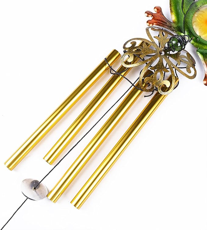 Frog Wind Chimes for Outside, Rustic Aluminum Tube Wind Chimes Animal Stained Glass Hanging Wind Chime Decorative Wind Chime for Balconies Gardens Corridors and Patios (Long)