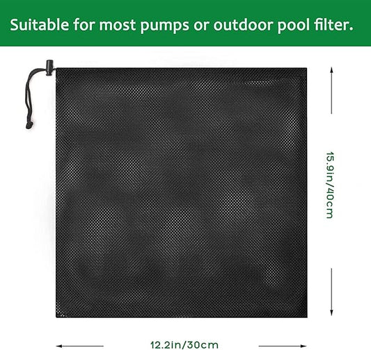 12.2"x 15.9" Large Pump Barrier Bag, Pond Pump Filter Bag, Black Media Bag Large Pump Nylon Mesh Bag for Pond Swimming Pool Filters(Black) (12.2"x 15.9")